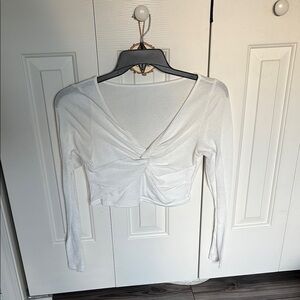 Elegant Cropped White Long Sleeve Women's Top
